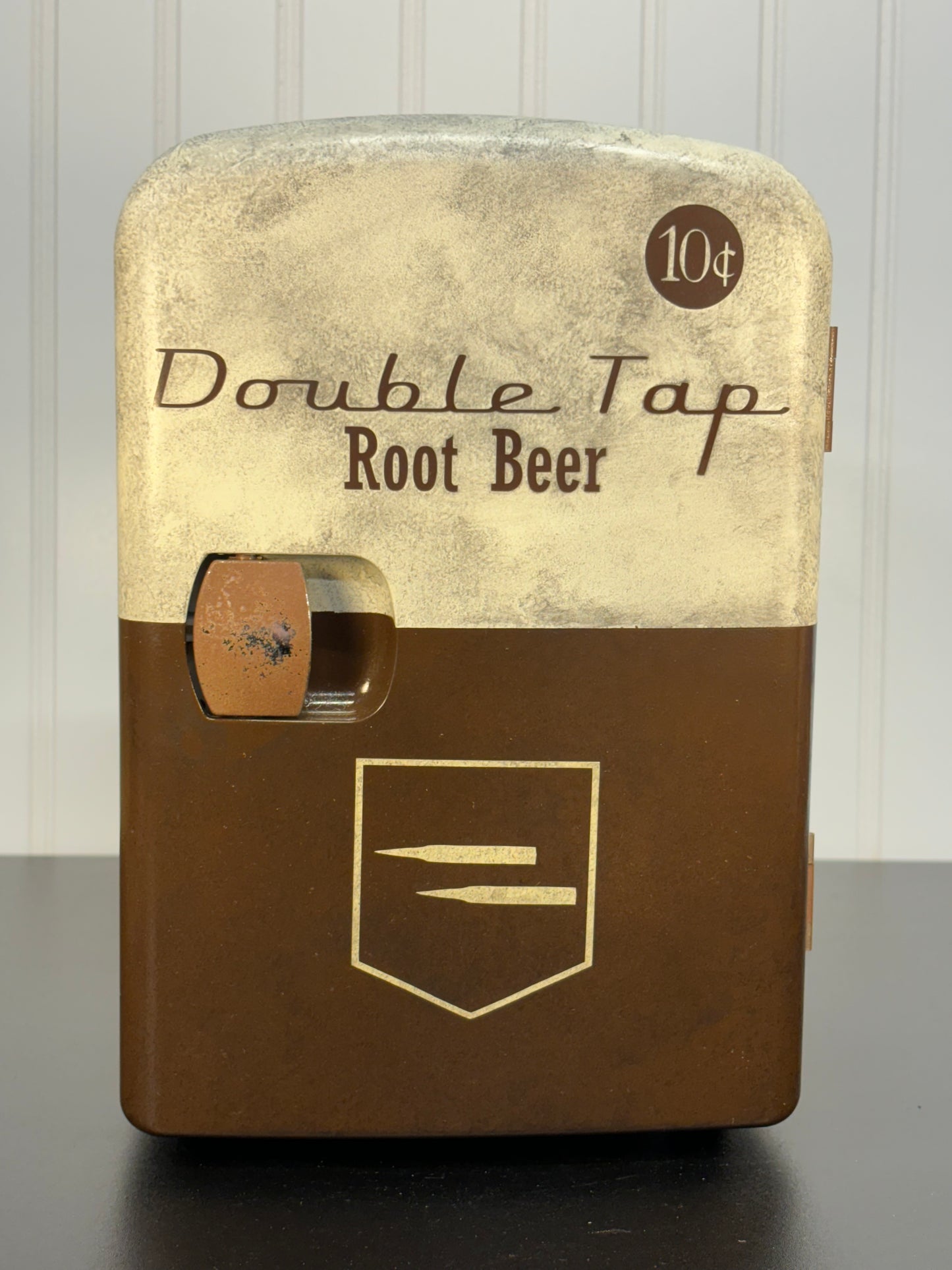 Double Tap Root Beer inspired mini fridge